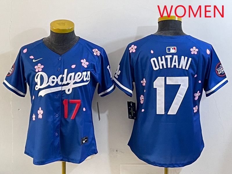 Women Los Angeles Dodgers 17 Ohtani Blue Sakura Edition 2025 Nike MLB Jersey style 6